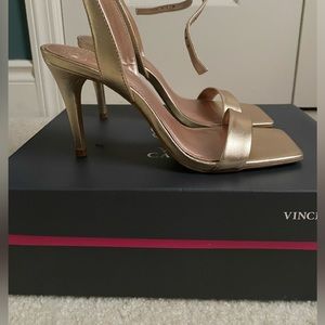 Metallic gold heels. Vince Camuto.